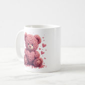 Pink Floral Valentine Teddy Bear Kaffeetasse (Vorderseite Links)