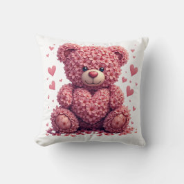 Pink Floral Valentine Teddy Bear Kissen