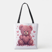 Pink Floral Valentine Teddy Bear Tasche (Rückseite)