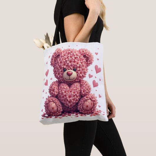 Pink Floral Valentine Teddy Bear Tasche (Von Nahem)