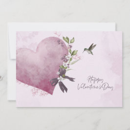 Pink Floral Valentine's Day Card with Floral Heart Einladung