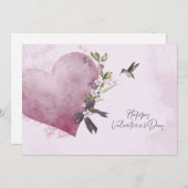 Pink Floral Valentine's Day Card with Floral Heart Einladung (Vorne/Hinten)