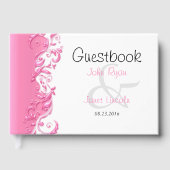 Pink Floral Verziert Guestbook Gästebuch (Vorderseite)