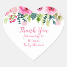 Pink Floral Vielen Dank Baby Shower Favoriten Herz