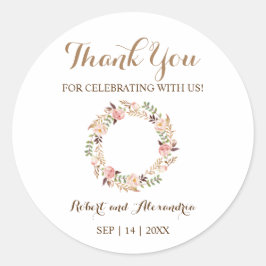 Pink Floral Vielen Dank für die kommende Hochzeit Runder Aufkleber