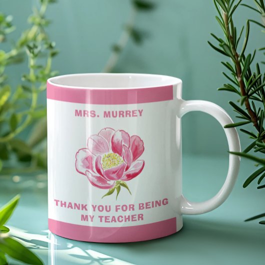 Pink Floral Vielen Dank Lehrer Geschenk Kaffeetasse
