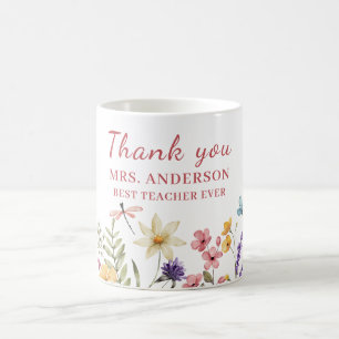 Pink Floral Vielen Dank Lehrerin Tasse