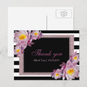 Pink Floral Vielen Dank Postcard Postkarte (Vorne/Hinten)