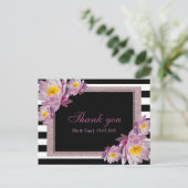 Pink Floral Vielen Dank Postcard Postkarte (Stehend Vorderseite)