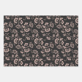 Pink Floral Vine Pattern on Brown, Gray & White Geschenkpapier Set (Vorderseite)