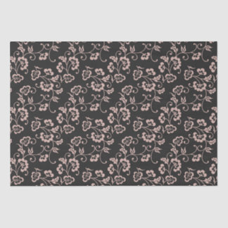 Pink Floral Vine Pattern on Dark Gray Seidenpapier