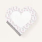 Pink Floral Vines Flowers Heart shape Notebook Notizblock (Vorderseite)