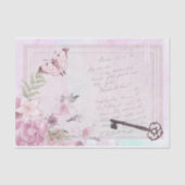 Pink Floral Vintag Handwriting Ephemere Decoupage Seidenpapier (Vorderseite)