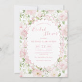 Pink Floral Vintage Bridal Shower  Einladung (Vorderseite)