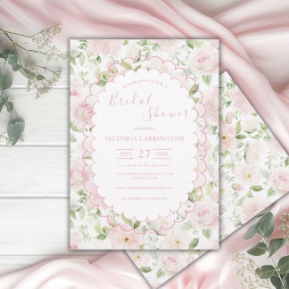 Pink Floral Vintage Bridal Shower  Einladung