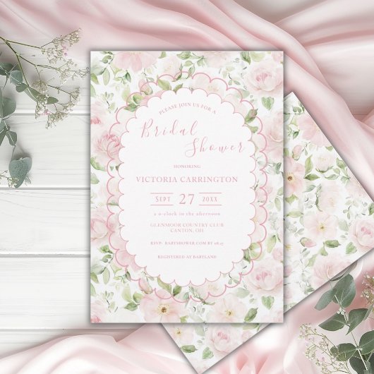 Pink Floral Vintage Bridal Shower  Einladung
