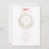 Pink Floral Vintage Elegant Wedding  Einladung (Vorderseite)