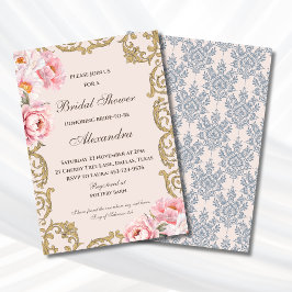 Pink Floral Vintage Peony Christian Bridal Shower Einladung