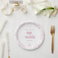 Pink Floral Vintage Teddy Bear Baby Dusche