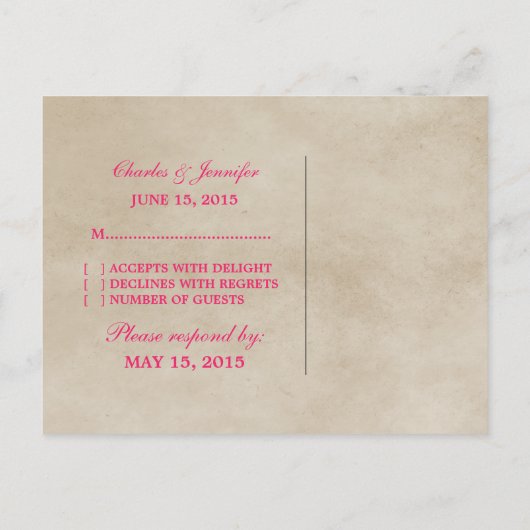 Pink Floral Vintage UAWG Postkarte (Rückseite)