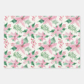 Pink Floral Vintage Weihnachten Geschenkpapier Set (Vorderseite)