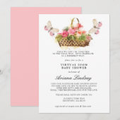 Pink Floral Virtual Online Baby Dusche Einladung (Vorne/Hinten)