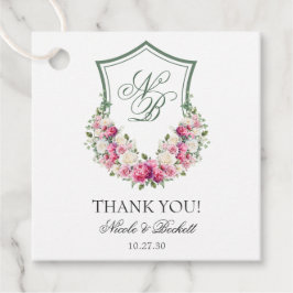 Pink Floral Wappen Hochzeit Vielen Dank Geschenkanhänger