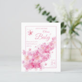 Pink Floral Wasserfarbe Budget Babydusche (Stehend Vorderseite)