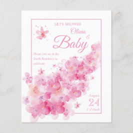 Pink Floral Wasserfarbe Budget Babydusche
