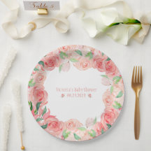 Pink Floral Wasserfarbe Datum Kinderdusche