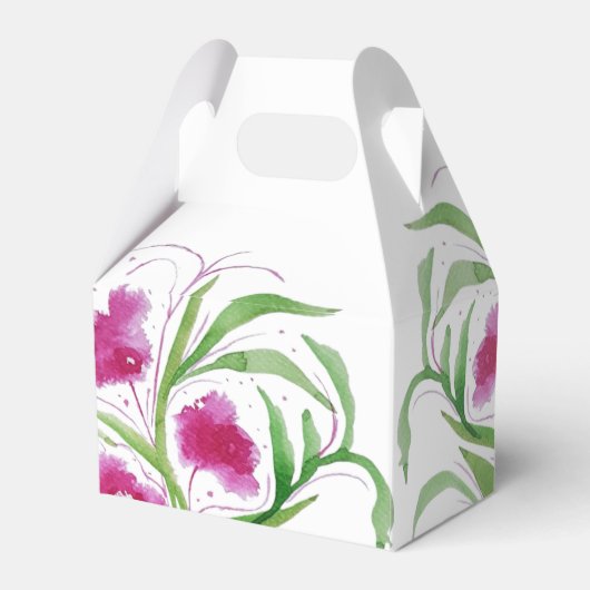 Pink Floral Wasserfarbe Handgestrichen Geschenkschachtel (Rückseite)