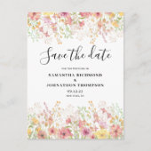 Pink Floral Wasserfarbe Save the Date Ankündigungspostkarte (Vorderseite)