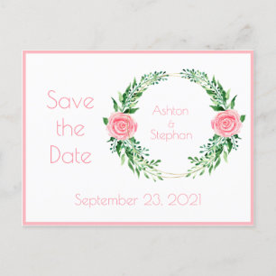 Pink Floral Wasserfarbe Save the Date Anton Ankündigungspostkarte