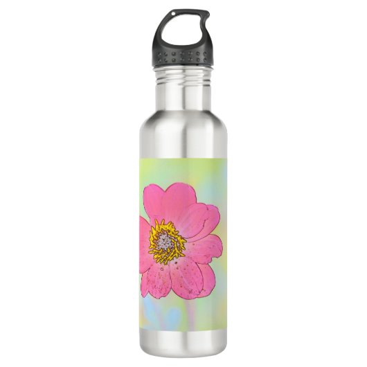 Pink Floral Water Bottle Edelstahlflasche (Vorderseite)