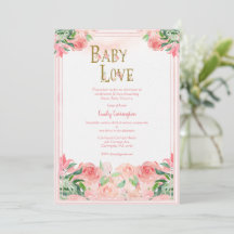 Pink Floral Watercolor Baby Liebe Girl Babydusche