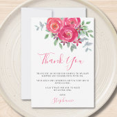 Pink Floral Watercolor Babydusche Dankeskarte