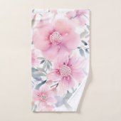 Pink Floral Watercolor Badhandtuch Set (Handtuch)