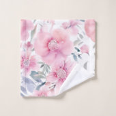 Pink Floral Watercolor Badhandtuch Set (Waschlappen)