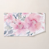 Pink Floral Watercolor Badhandtuch Set (Handtuch)