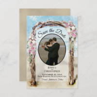 Pink Floral Watercolor Beach Arbor & Foto Hochzeit