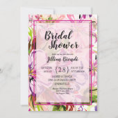 Pink Floral Watercolor Brautparty lädt ein (Vorderseite)