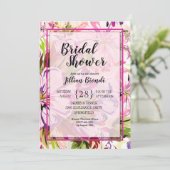 Pink Floral Watercolor Brautparty lädt ein (Stehend Vorderseite)