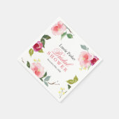 Pink Floral Watercolor Brautparty Napkin Serviette (Ecke)