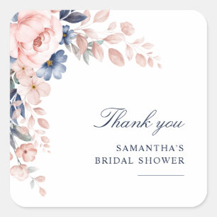Pink Floral Watercolor Brautparty Vielen Dank Quadratischer Aufkleber