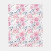 Pink Floral Watercolor Fleecedecke (Vorderseite)