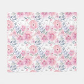 Pink Floral Watercolor Fleecedecke (Vorderseite (Horizontal))