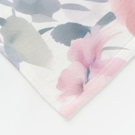 Pink Floral Watercolor Fleecedecke (Ecke)