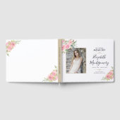Pink Floral Watercolor Gedenkfeier Service Beerdig Gästebuch (Voll)