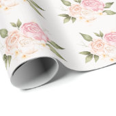 Pink Floral Watercolor Hochzeit Geschenkpapier (Rolleneckpunkt)