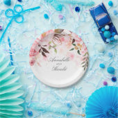 Pink Floral Watercolor Hochzeit Pappteller (Party)